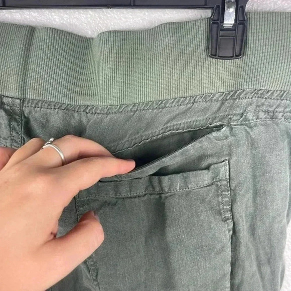 Athleta 100% Linen Reverie Jasper Green Pants Sweatpants Womens 14 Lightweight - Picture 9 of 12